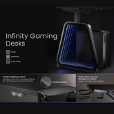 Brateck GMD12-1D RGB Lighting Infinity Glass Legs Gaming Desk - Gavisco Office Furniture